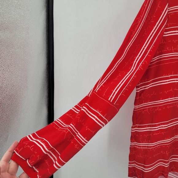 Maje Womens Medium Red White Stripe Split Back Star Snap Long Sleeve Blouse - Picture 5 of 16